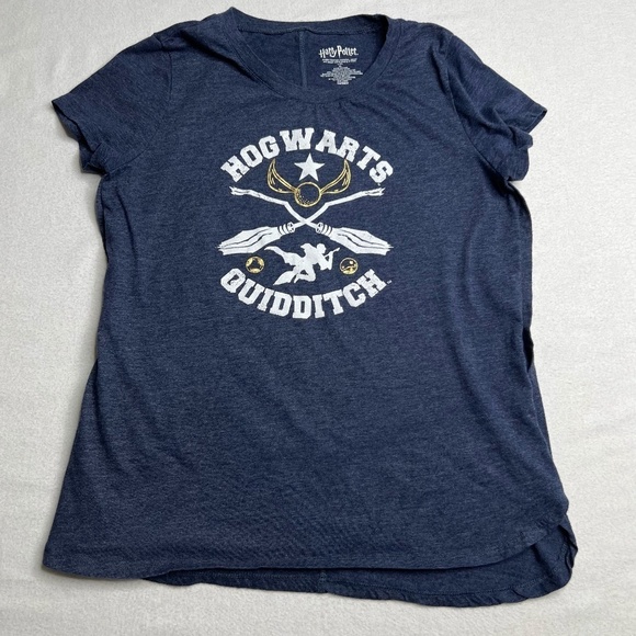 Harry Potter Women's Short Sleeve Navy Hogwarts Quidditch Graphic Tee Size XL - Picture 1 of 9